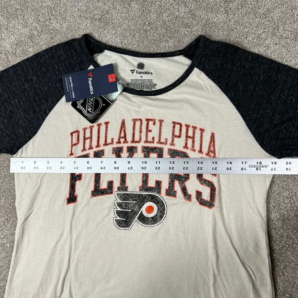 Fanatics Philadelphia Flyers NHL Womens 3/4 T-Shirt Cream Black Size Medium NEW - Picture 5 of 5